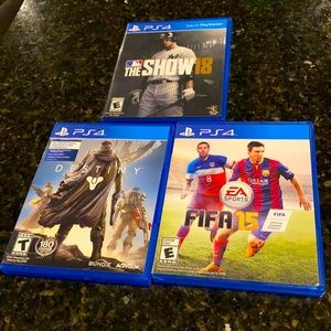 PS4 Destiny, The Show 18, and Fifa 15 USED